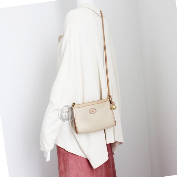 Vintage Dooney & Bourke Bag Small Zip Top Crossbody Bag Bone AWL with Fob - Picture 4 of 10